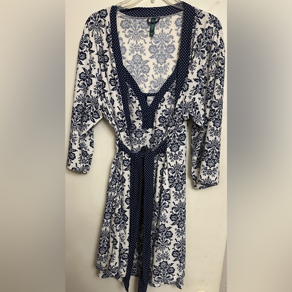 Laura Ashley Blue and Navy & Cream Gown&Robe